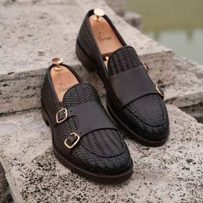 Hand Knitted Eva Sole Premium Calfskin Leather Shoes - Bitter Brown