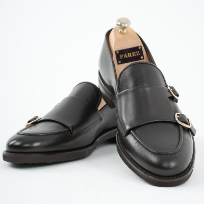 Hand Knitted Eva Sole Premium Calfskin Leather Shoes - Bitter Black