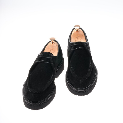 Mens Premium Suede Leather Inner Lining Calfskin Eva Sole Shoes - Black