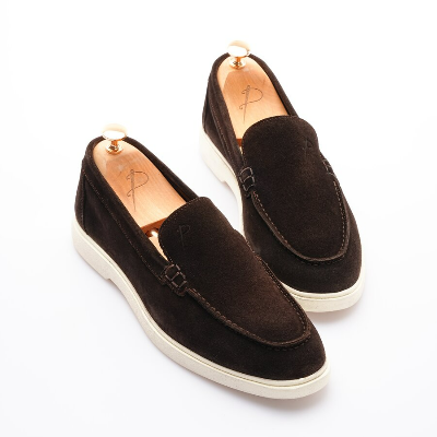 Mens Premium Suede Ready-Made Eva Calfskin Lining Shoes - Bitter Brown