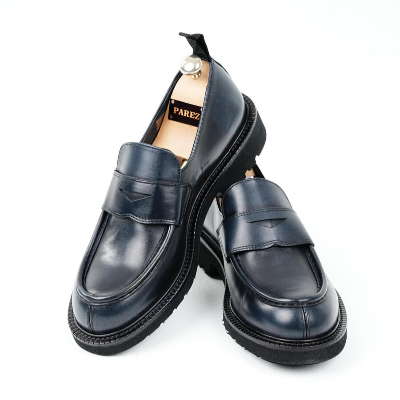Men's Premium Spiro Alcohol Light Leather Calf Inner Lining Special Lightweight Eva Sole Shoes - Navy Blue