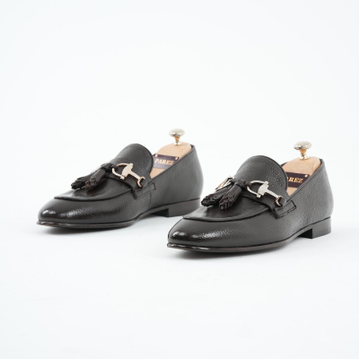 Men's Premium Float Leather Calf Inner Lining Square Sole Shoes - black